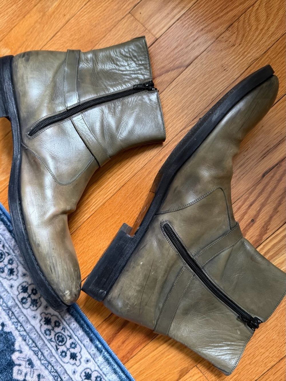 Maison Margiela Light Olive Calf Skin Vibram Sole Men’s Ankle Boots Size EU 45 - Picture 6 of 16